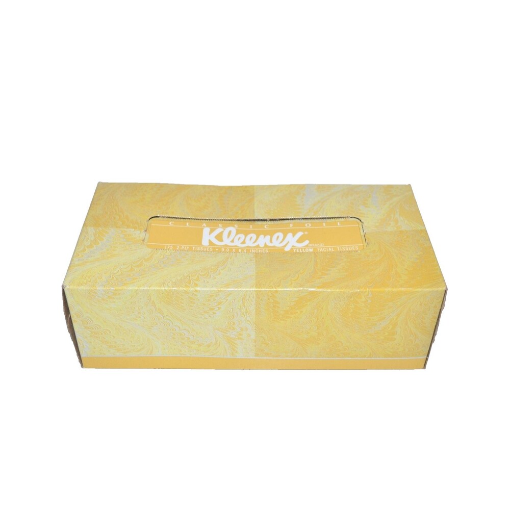 Vtg 80s Kleenex Yellow Facial‎ Tissues Classic 1987 Family Size 175-2 Ply